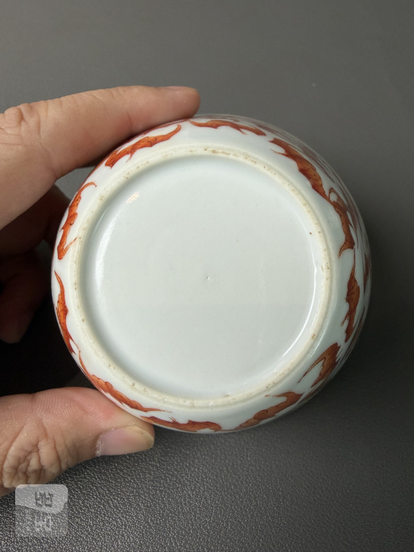 清 矾红百蝠纹套杯一组十件 - 图34